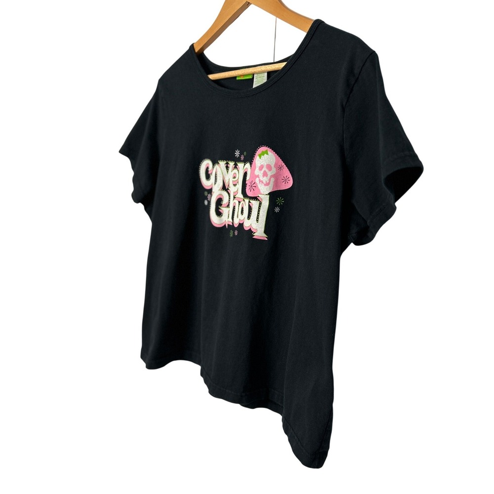 Vtg Y2K Cover Ghoul Halloween Skull Mushroom Graphic Tee XL/1X Boxy Pastel Goth - Picture 6 of 12